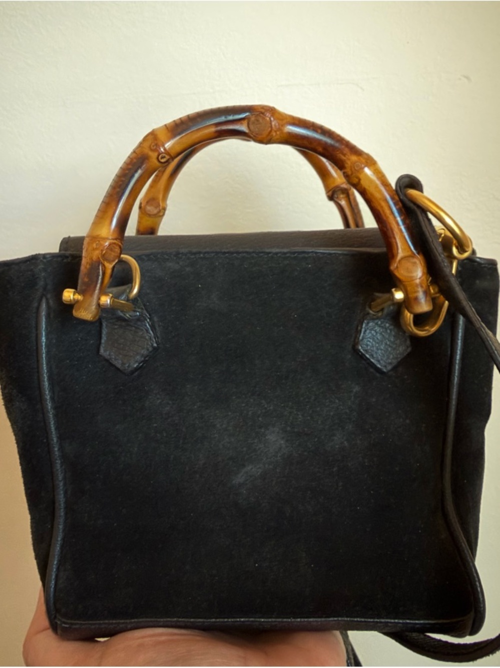 Gucci Black Suede Mini Bamboo Two-Way Bag - Picture 3 of 11